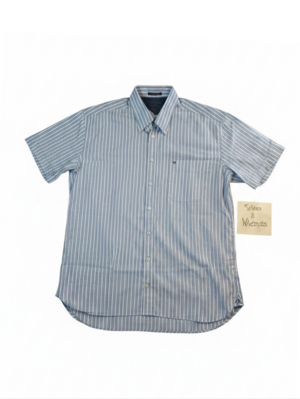 VTG Y2K Tommy Hilfiger Men's Short Sleeve XL Button-Up Blue & Red